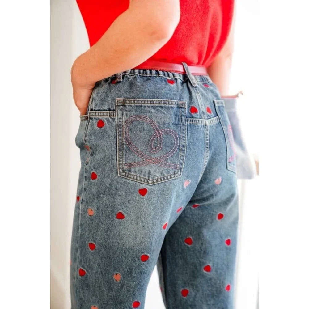 OLI & HALI JEANS OH! Jeans embroidered Hearts jeans Oli and Hali jeans cropped
